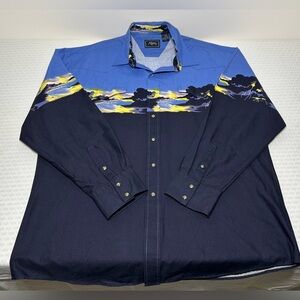 VTG Roper Stormy Lightning Colorblock Pearl Snap Western Cowboy Shirt Men's XL